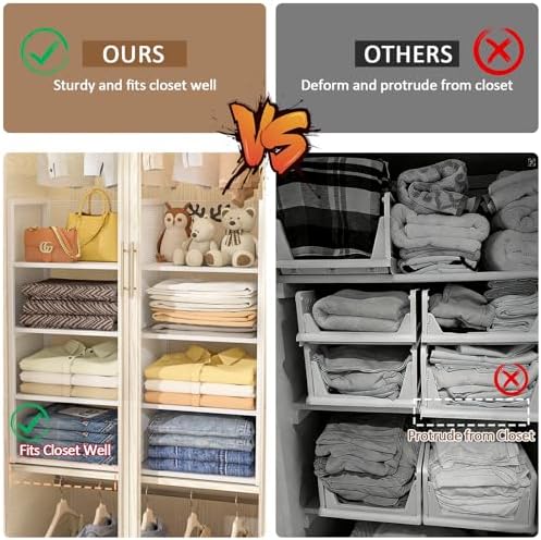 2-Tier Stackable Closet Organizers and Storage Basket, Wire Clothes Shelf Org...