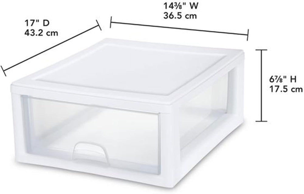 Sterilite Stacking Drawer Storage Organizer for Clothes, 16 Quart, 18-Pack