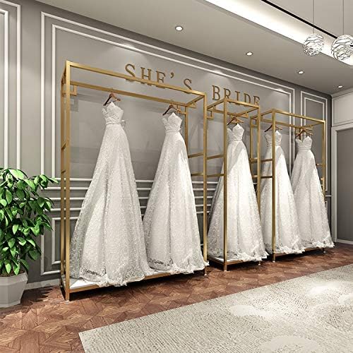 HOMEKAYT Gold Clothing Racks with Shelves, Weeding Dress Retail Clothes Rack,...
