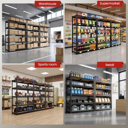 REIBII 2400 LBS Garage Shelving for Basement, Adjustable Shelving Unit