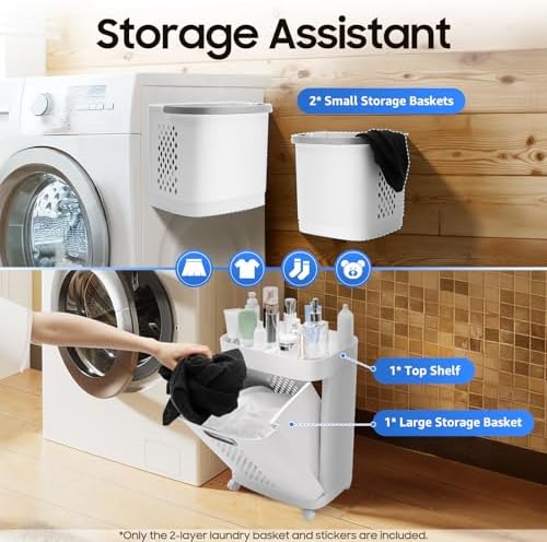 Removable Laundry Basket Classification Thickened Storage Rack White