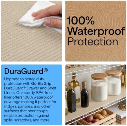 GORILLA GRIP Shelf Liner, Non-Adhesive Cabinet Liners, 20"x30' Beige