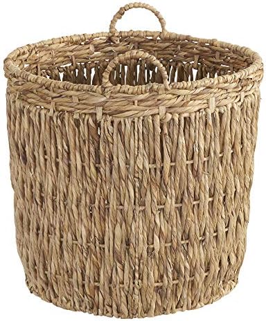 Household Essentials Tall Wicker Floor Basket, Woven Decorative Basket with H...
