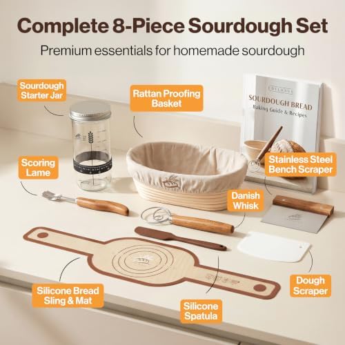 EDELHAUS Sourdough Starter Kit with Oval Banneton Proofing Basket