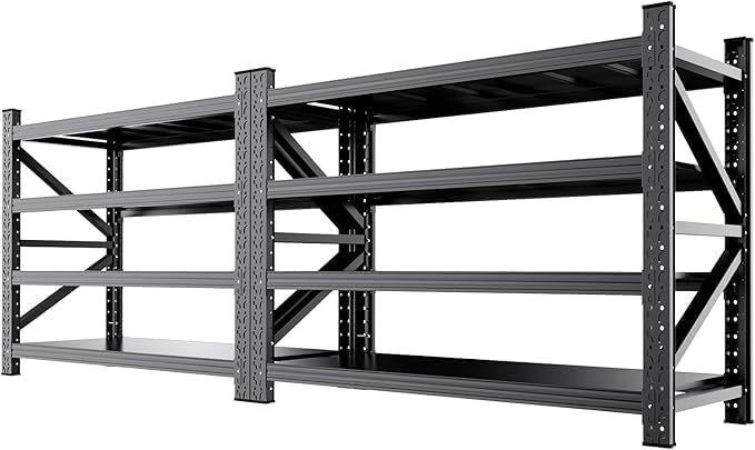 2-Pack 5000LBS Heavy Duty Storage Shelves, 4 Tier Garage Shelving Metal Shelv...