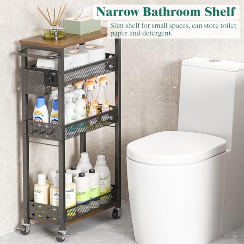 XYZLVSI 4 Tier Slim Storage Cart Laundry Room Organizer for Small Space