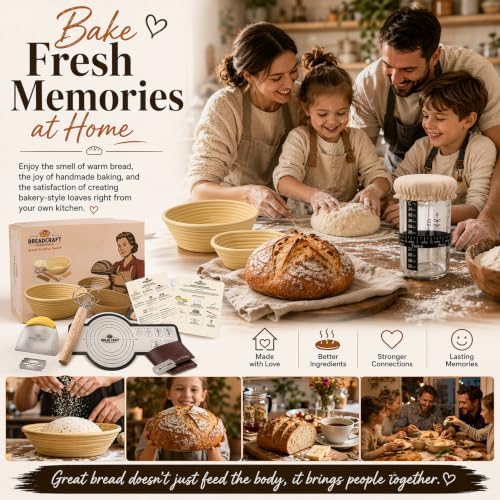 Banneton Bread Proofing Baskets Set Sourdough Starter Kit