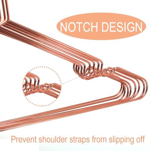 16.5" Rose Gold Copper Clothes Hangers - 30 Pack,Heavy Duty Strong Metal...