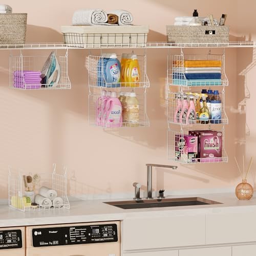 3-Tier Foldable Laundry Basket Organizer with Rotating Hooks(no wire shelf)