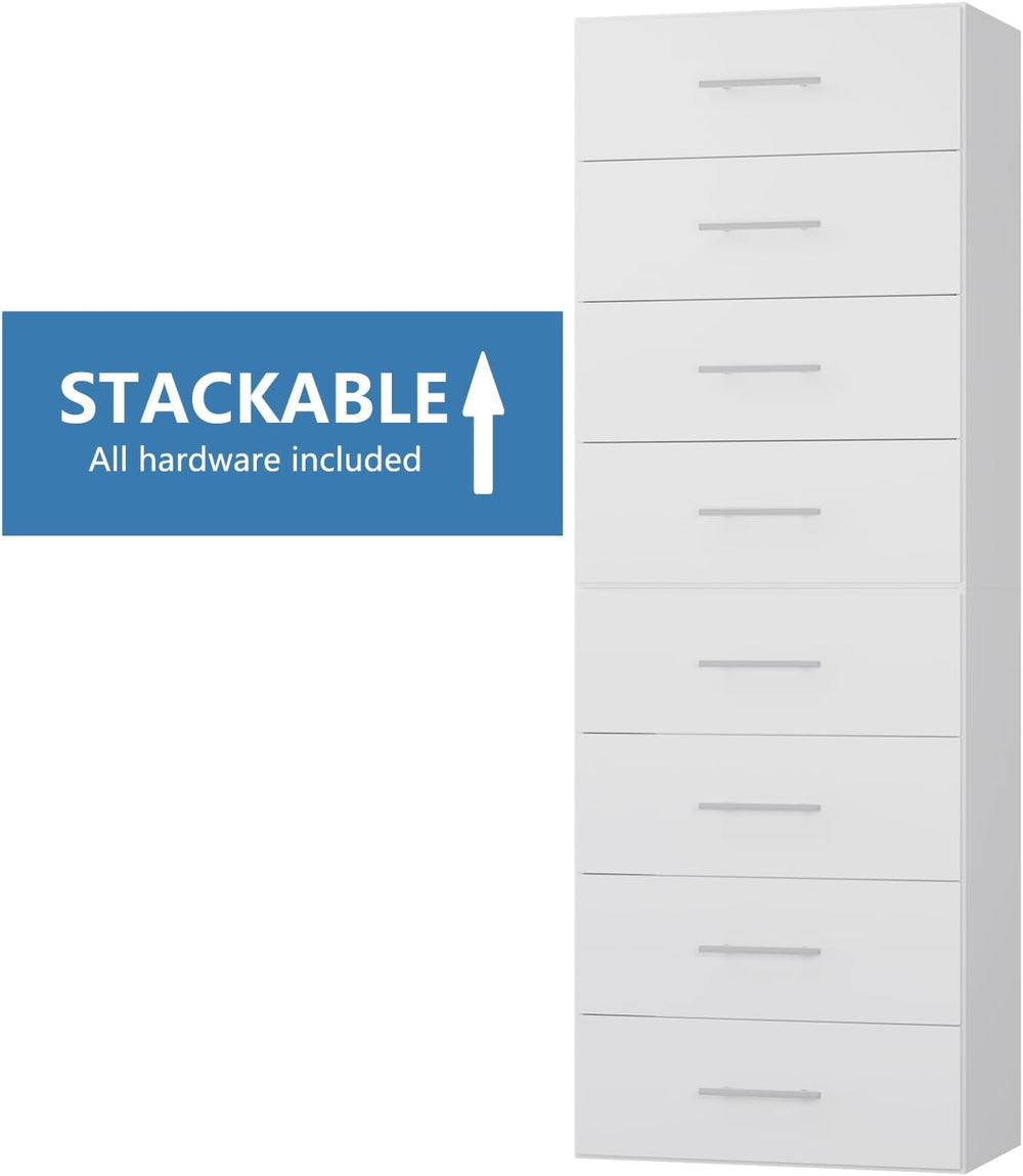4 Drawer Short Tower, Modular Wood Closet System Organizer with Storage, Clot...
