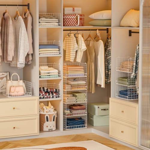 Yociyoga 5-Tier Stackable Closet Organizers and Storage Basket - Foldable Clo...