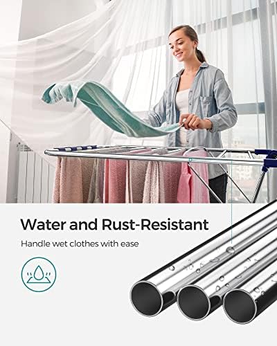 SONGMICS Clothes Drying Rack, Foldable Space-Saving Steel Laundry Rack