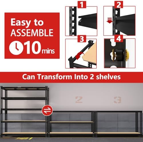 PrimeZone 60" W X 24" D X 72" H Heavy Duty Garage Storage Shel...