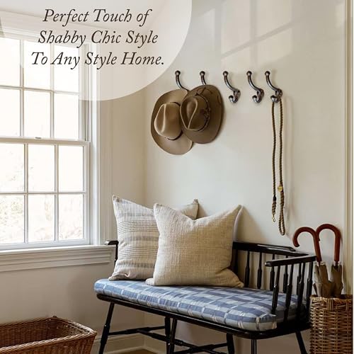 My Fancy Farmhouse Rustic Cast Iron Coat Hooks (10 Pack) Wall Mounted Farmhou...