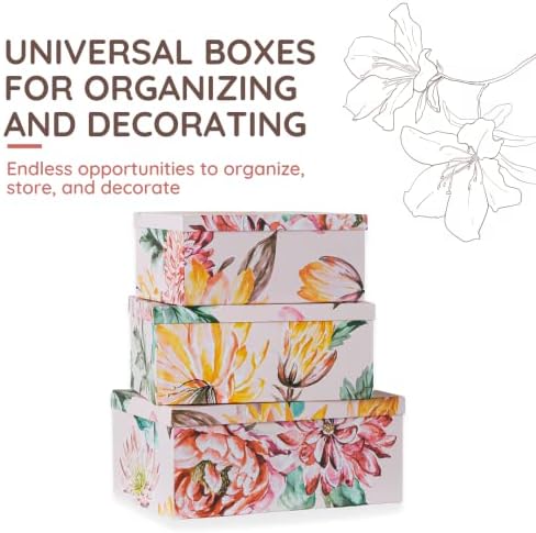 Soul & Lane - Beauty in Bloom Decorative Storage Boxes with Lids, Set of 3
