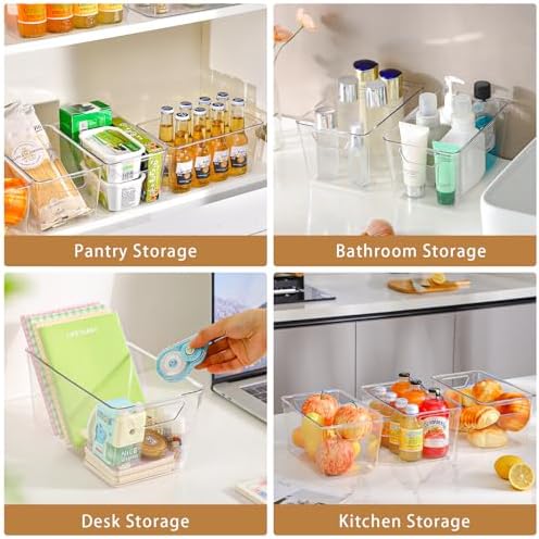 Freebat 12 Pack Pantry Organization and Storage,Clear Plastic Storage Bins