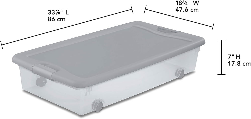 Sterilite Wheeled Latching Box w/Lids for Home & Office, 56 Quart, 4-Pack