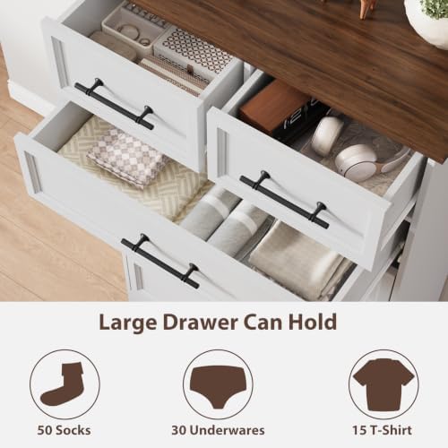 YANSNWO White 7 Drawer Dresser for Bedroom, 52" Tall Chest of Drawers