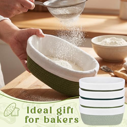 4 Pcs 10 Inch Cotton Rope Banneton Bread Proofing Basket Set Oval Banneton Ba...