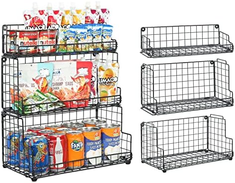 X-cosrack Stackable Wire Basket 3 Tier Countertop& Wall Mounted Metal Sto...