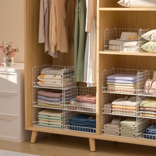 Yociyoga 5-Tier Stackable Closet Organizers and Storage Basket - Foldable Clo...