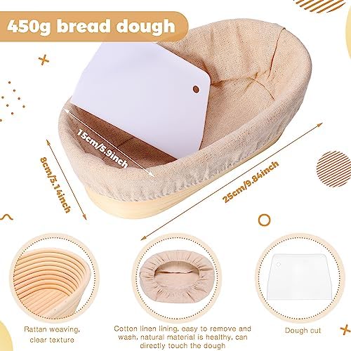 Ziliny 6 Pack Bread Banneton Proofing Basket for Sourdough,10 Inch,Oval