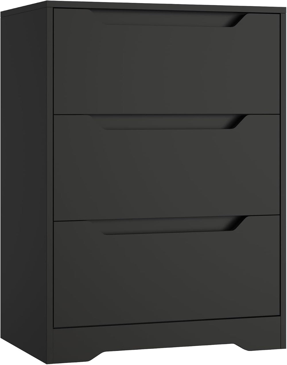 HOSTACK Modern 3 Drawers Dresser, Wood Chest of Drawers with Storage, Black