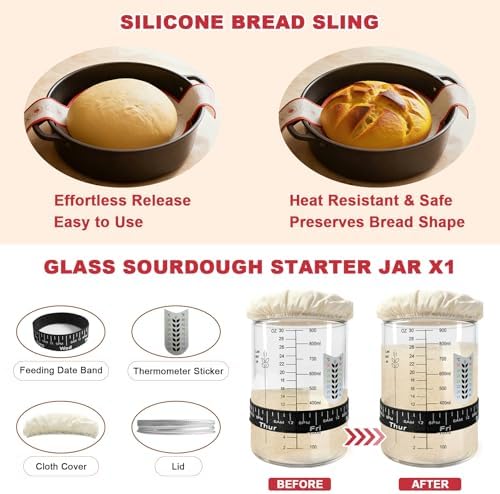 Sourdough Starter Kit with 2 Proofing Baskets & Starter Jar for Beginners