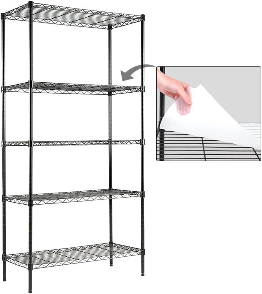 Catalina Creations 4-Shelf Wire Shelving Rack with 4-Shelf Liners, Adjustable...
