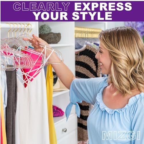 Premium Clear Invisible Acrylic Hangers,Crystal Plastic Hangers with Bling Go...