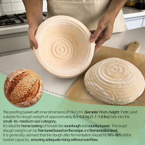 6-Pack 7.5" Round Banneton Bread Proofing Basket with Liners