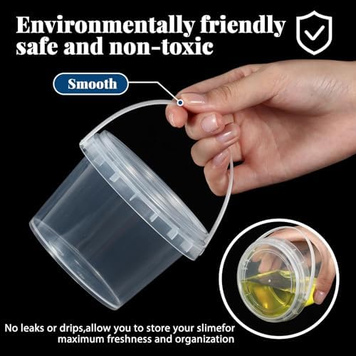 Maxcheck 500 Pcs 10oz Plastic Bucket with Lids and Handles Bulk, Clear
