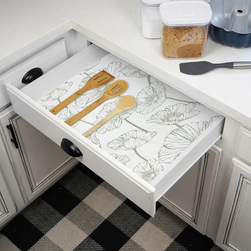 Quttisay Lotus Shelf Liner for Cabinets Kitchen Drawer Liners 23.6in x 10ft