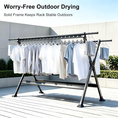53-93 Inches Heavy Duty Foldable Clothes Drying Rack, Aluminum Alloy and Carb...