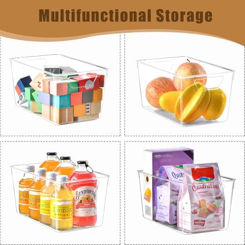 Freebat 12 Pack Pantry Organization and Storage,Clear Plastic Storage Bins