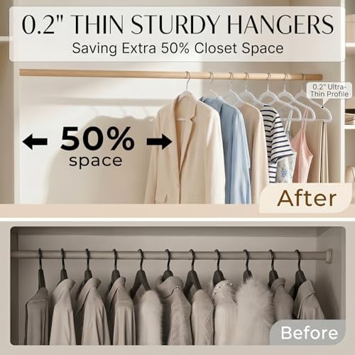 SMARTOR Plastic Hangers 50 Pack - Thin Clothes Hangers Heavy Duty