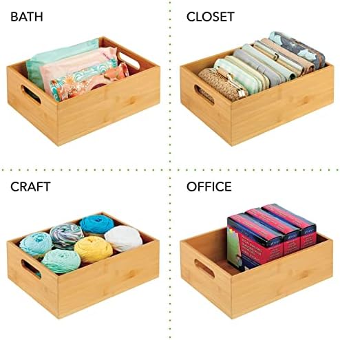 mDesign Kitchen Storage Box - Large Wooden Box with Handles - Bamboo Kitchen ...