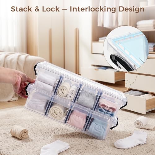 Citylife 2PC Storage Bins with Lids,Storage Box with Dividers