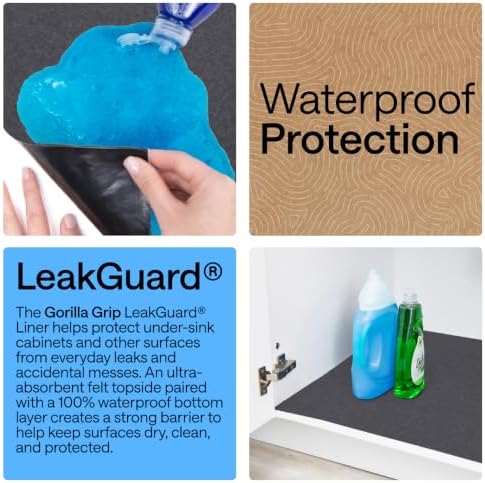 GORILLA GRIP LeakGuard Under Sink Mat for Kitchen Cabinet, 24x60 Charcoal