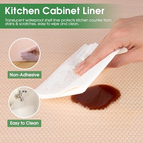 PABUSIOR Clear Shelf Liners for Cabinets: 15" Wide Non-Adhesive Waterproof