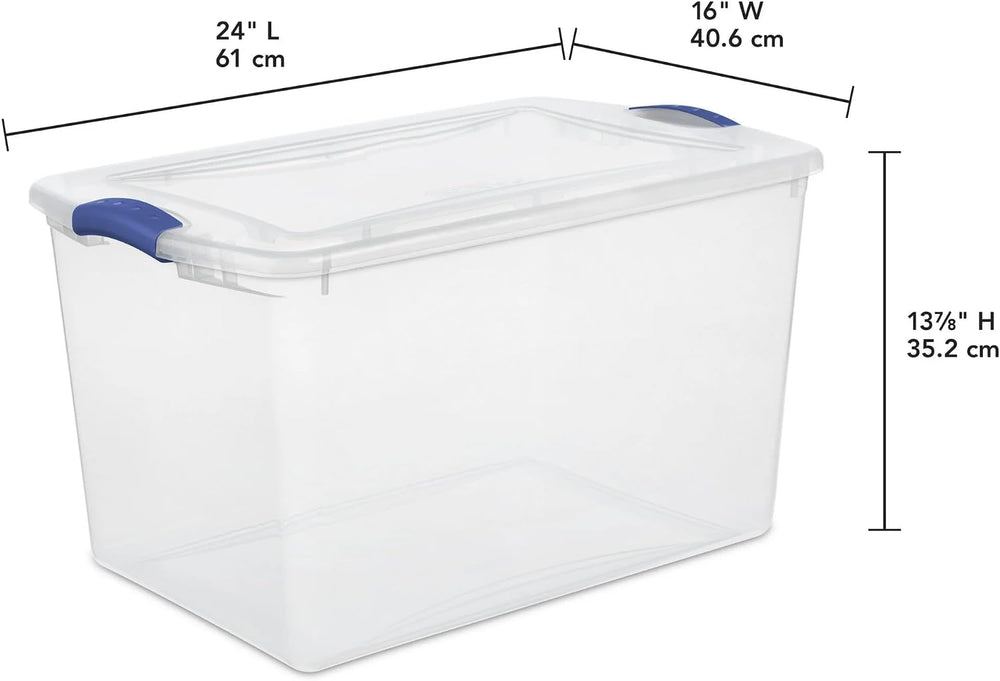 Large Storage Bin with Latch Lid (4 Pack) – 66 Quart Clear Plastic Storage Co...