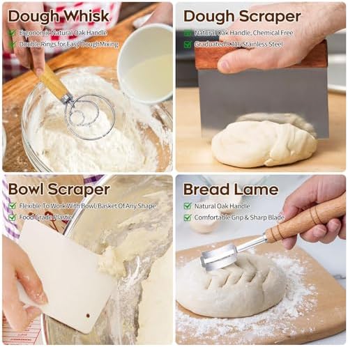 Dimpola Sourdough Baking Kit with Two 9 Inch Banneton Proofing Baskets, Dough...
