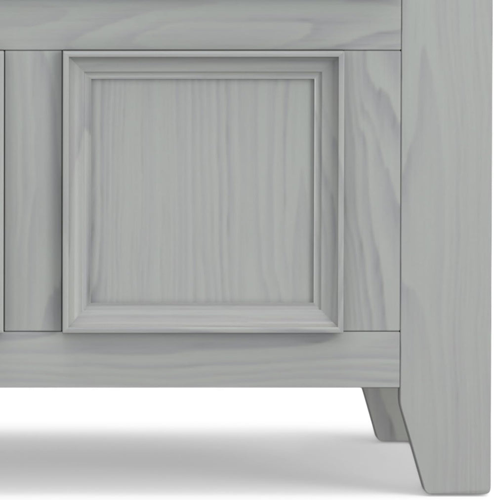 SIMPLIHOME Amherst 48" Wide Solid Wood Storage Bench in Fog Grey