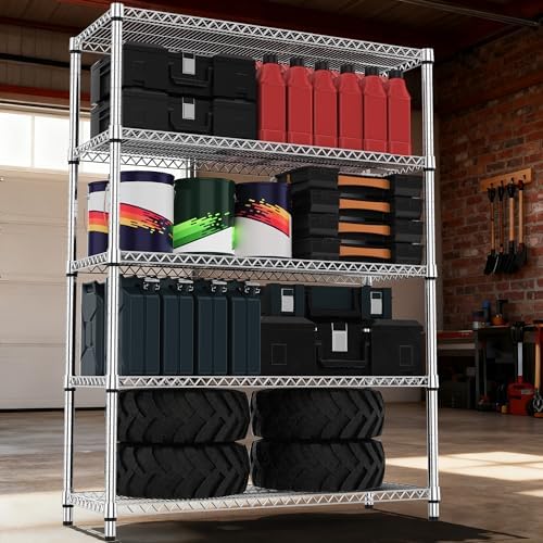 M MZG 5 Tiers Shelf Metal Storage Shelves 3300 lbs Steel Storage Shelving Uti...