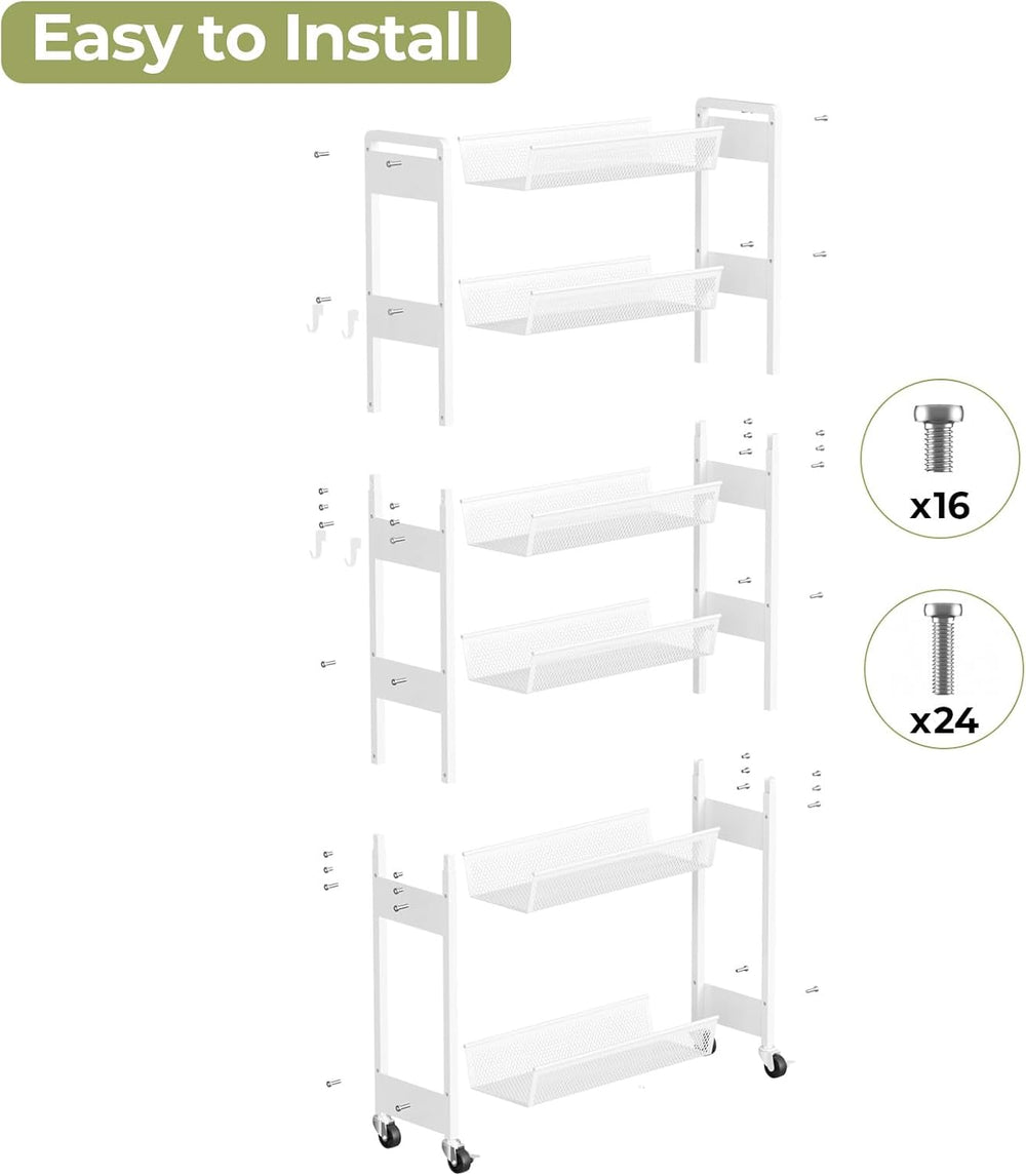 Delamu 6 Tier Slim Rolling Storage Cart, Utility Metal Narrow Cart 7.1" W