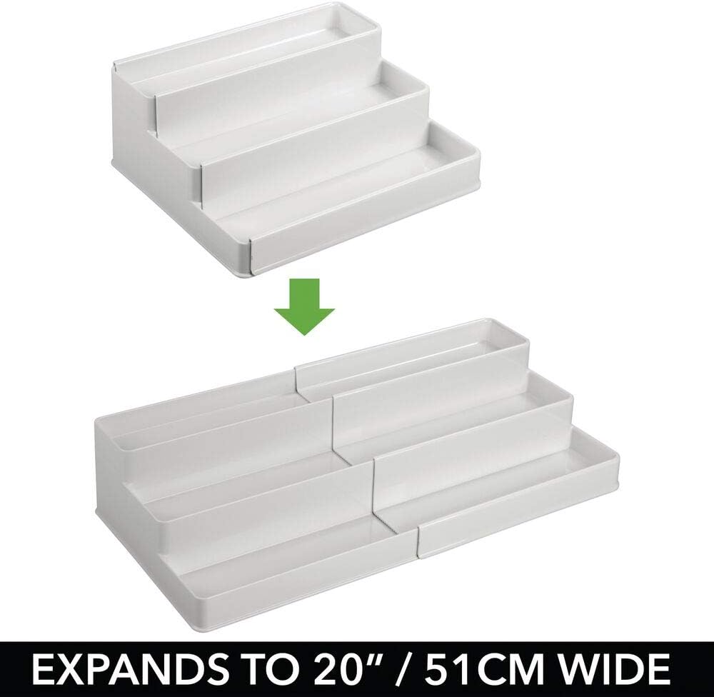mDesign Plastic Expandable 3-Tier Shelf Rack Organizer - Storage for Bathroom...