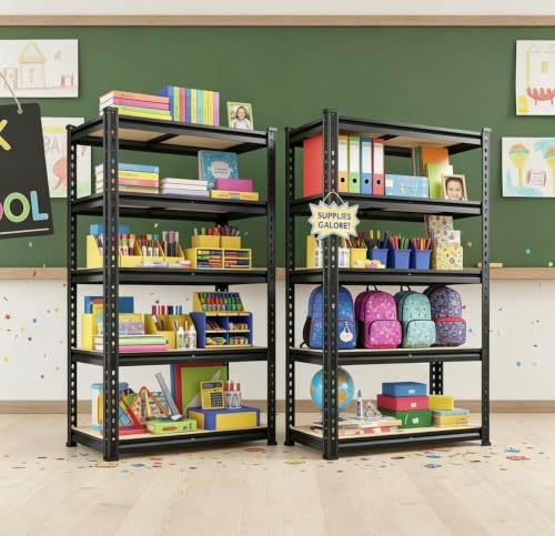 REIBII 2 Pack Storage Shelves,5 Tier Heavy Duty Garage Shelving,Adjustable