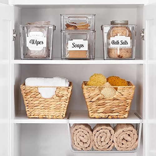 mDesign Plastic Storage Organizer Shallow Container Bin with Handles for Bath...