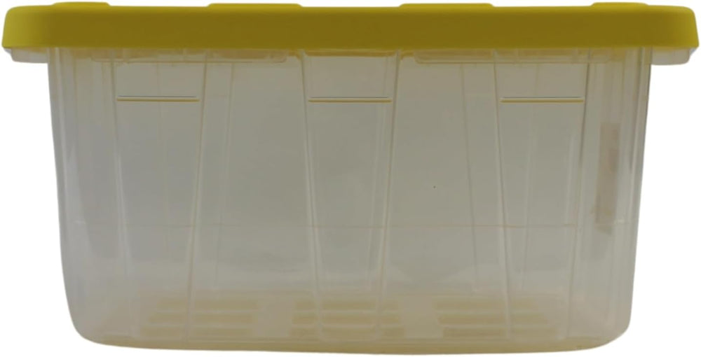 Edge Plastics 5 Gallon Tough Tote, Clear Base with Yellow Lid, 5-Pack