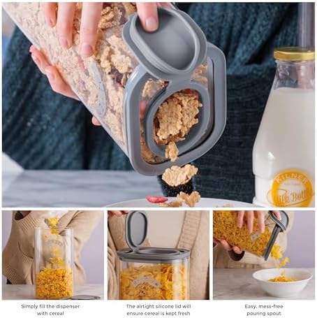 Kilner 3 Litre Glass Cereal Dispenser | Storage Jar with Airtight Glass &...